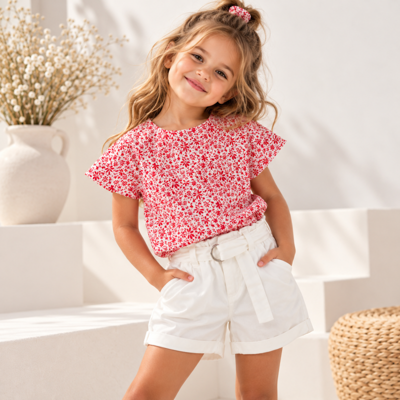 Детски летен комплект  момиче Cikoby Red and white