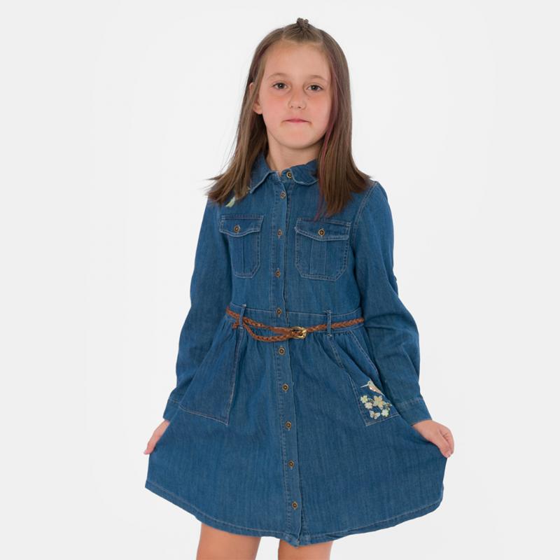 Παιδικο φορεμα με μακρυ μανικι τζιν  Hummingbirds  Μπλε