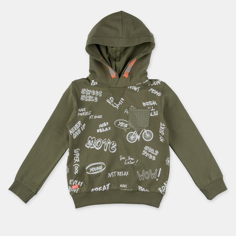 Childrens blouse with a hood For a boy  Street  Green