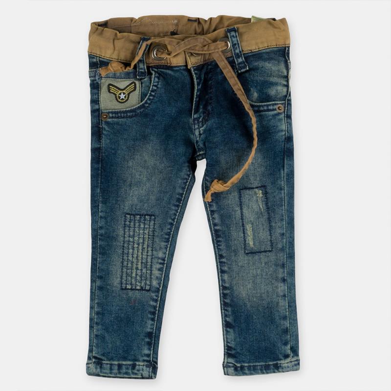 Dětské džíny Pro chlapce  Airforce  s tkaničkami