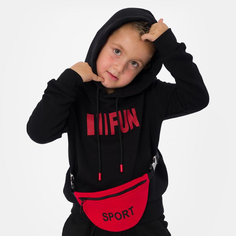 Sweatshirt pentru copii cu glugă Pentru băiat  Cikoby Sport  negru