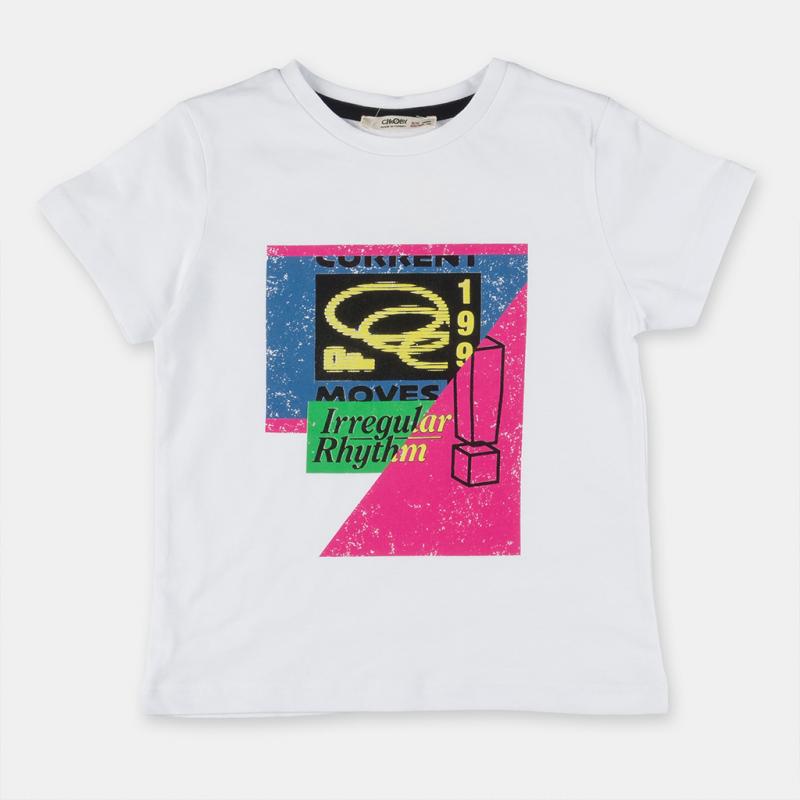 Tricou copii Pentru băiat cu imprimeu  Irregular   -  Albă