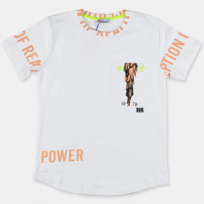 Childrens t-shirt For a boy  Power   -  White